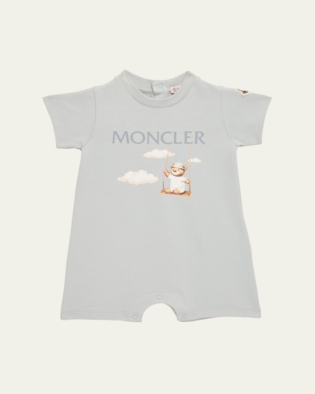 Kid's Bear Logo-Print Romper, Size Newbor
